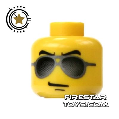 LEGO Mini Figure Heads - Black And Silver Sunglasses YELLOW