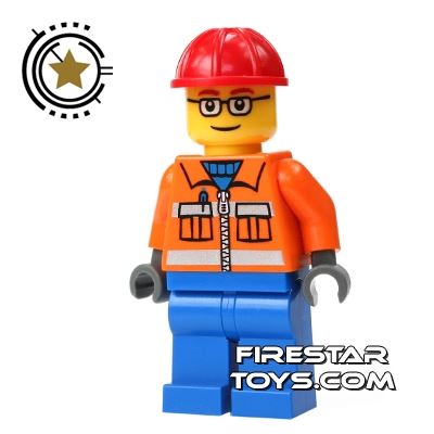 LEGO City Mini Figure - Construction Worker - Blue Legs 