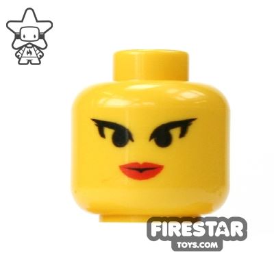 LEGO Mini Figure Heads - Pointed Eyelashes YELLOW