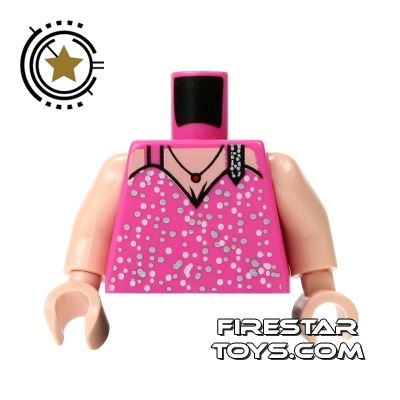 LEGO Mini Figure Torso - Pink Sequin Top DARK PINK
