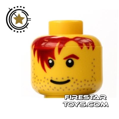 LEGO Mini Figure Heads - Red Hair And Stubble YELLOW