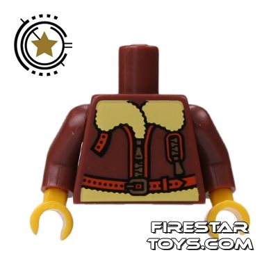 LEGO Mini Figure Torso - Brown Bomber Jacket REDDISH BROWN