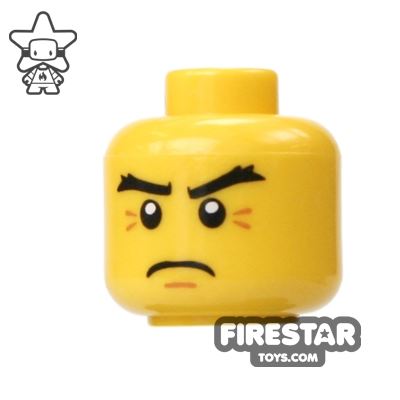 LEGO Mini Figure Heads - Heavy Eyebrows - Frown YELLOW