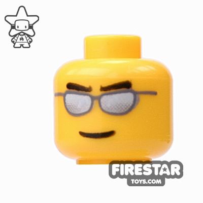 Red Sunglasses Male Sports Body Part #H1 LEGO Minifigure HEAD Yellow with Blue 