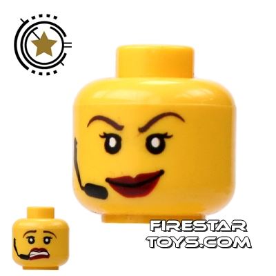 LEGO Mini Figure Heads - Red Lips And Headset YELLOW