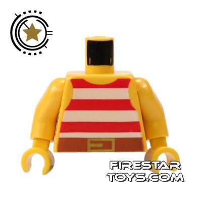 LEGO Mini Figure Torso - Red Striped Pirate Vest