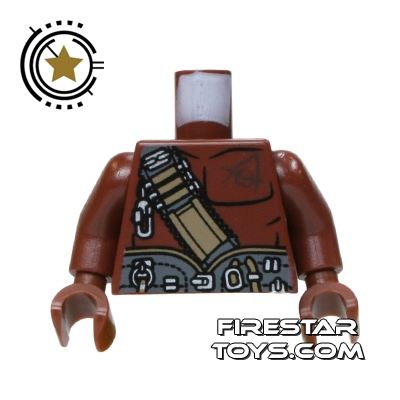 LEGO Mini Figure Torso - Bare Chest And Utility Belt REDDISH BROWN