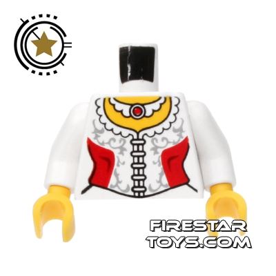 LEGO Mini Figure Torso - Blouse And Ruby Necklace WHITE