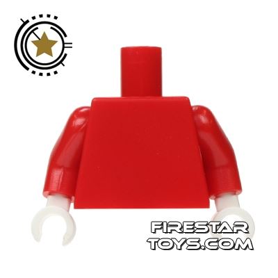 LEGO Mini Figure Torso - Plain Red - White Hands RED