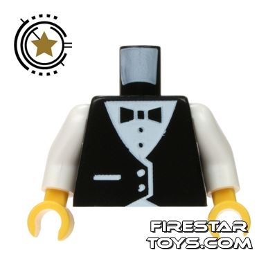 LEGO Mini Figure Torso - Waistcoat and Bowtie BLACK