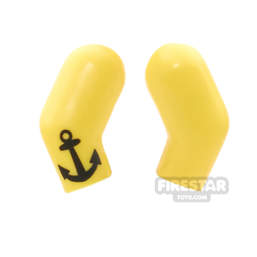 LEGO Mini Figure Arms - Pair - Yellow - One Anchor Tattoo Arm YELLOW