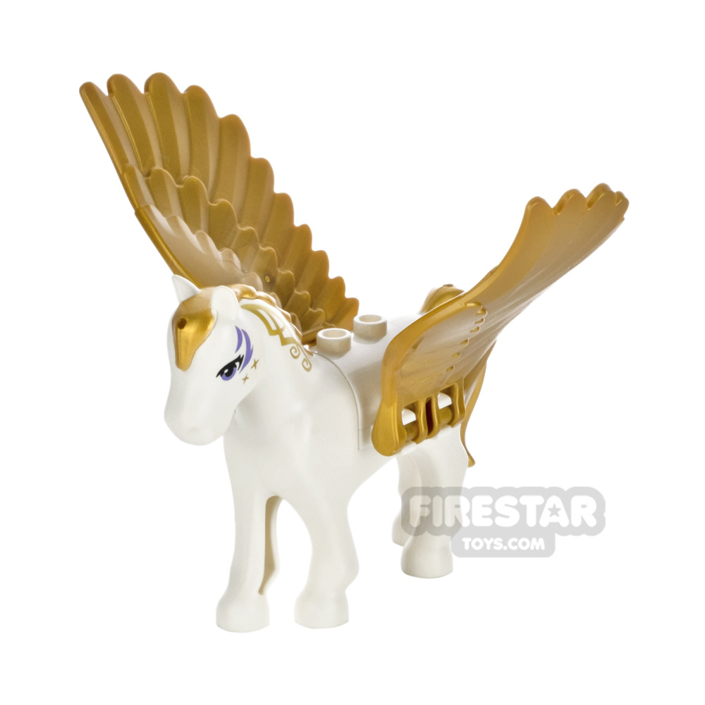 LEGO Animal Minifigure Pegasus Gold Mane WHITE