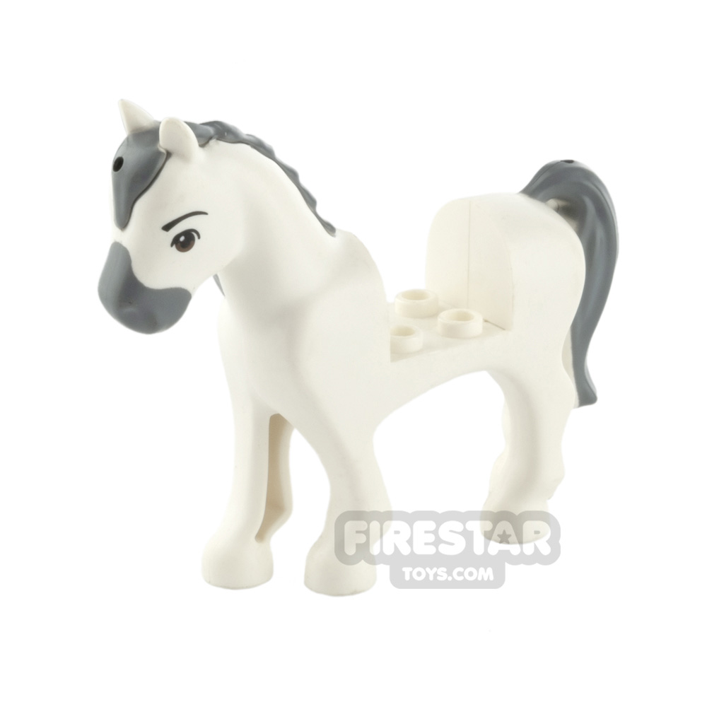 LEGO Animal Minifigure Horse with Dark Gray Mane WHITE