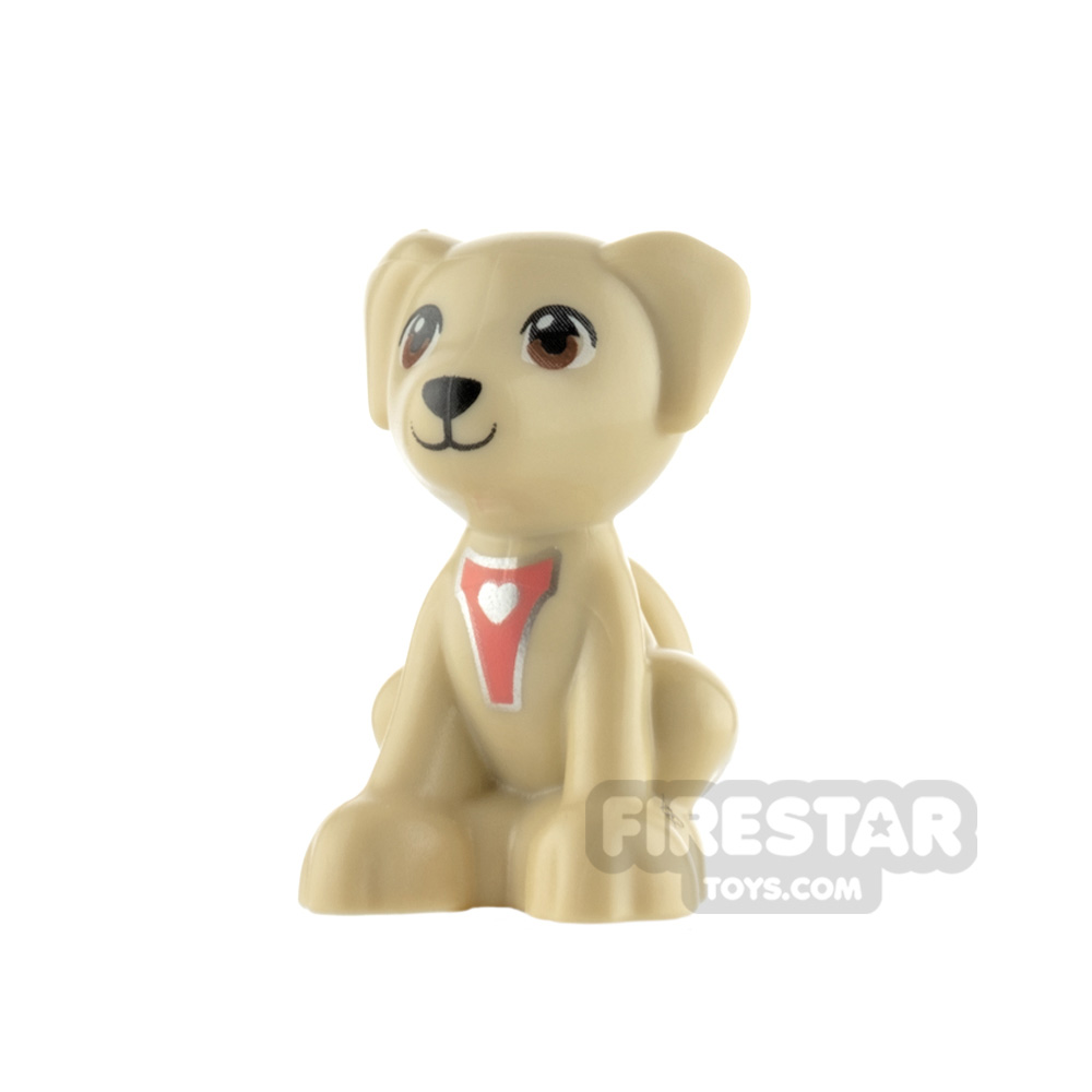 LEGO Animal Minifigure Sitting Puppy with Silver Heart TAN