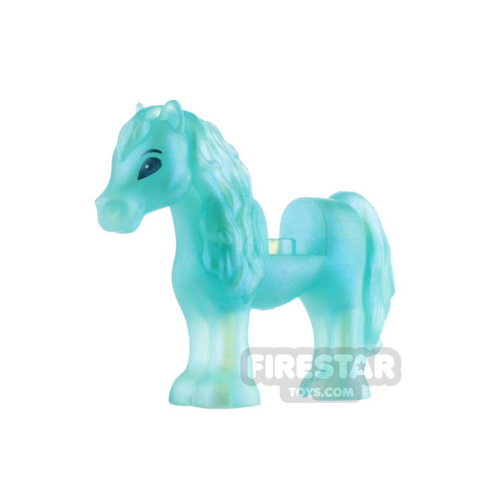 LEGO Animal Minifigure Horse with Silver Eyes SATIN TRANS LIGHT BLUE