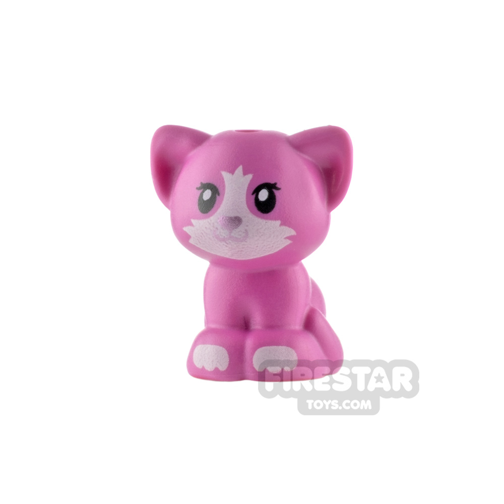 LEGO Animal Minifigure Sitting Kitten Metallic Pink Nose DARK PINK