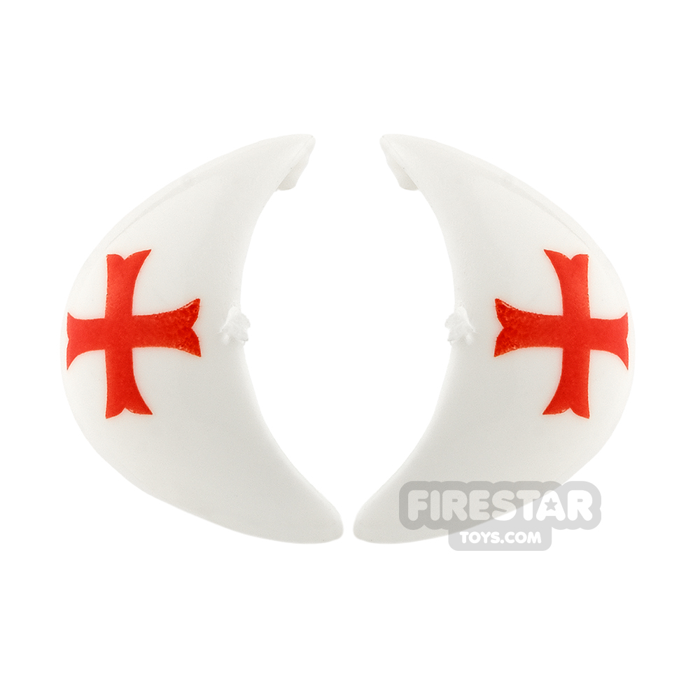 BrickForge - Round Pauldrons - White with Red Cross - Pair