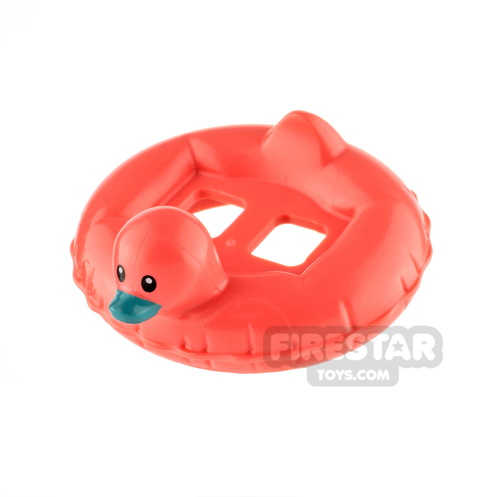 LEGO Duck Rubber Ring with Black Eyes CORAL