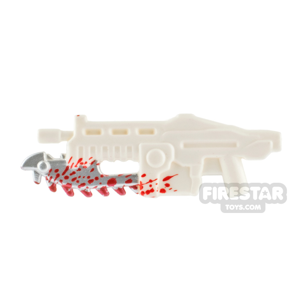 BrickForge - Gears of War - Shredder Gun - White with Blood Splatter WHITE