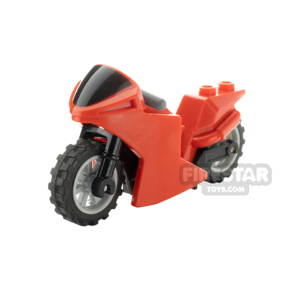 LEGO Motorbike with Black Windshield and Light Gray Wheels RED