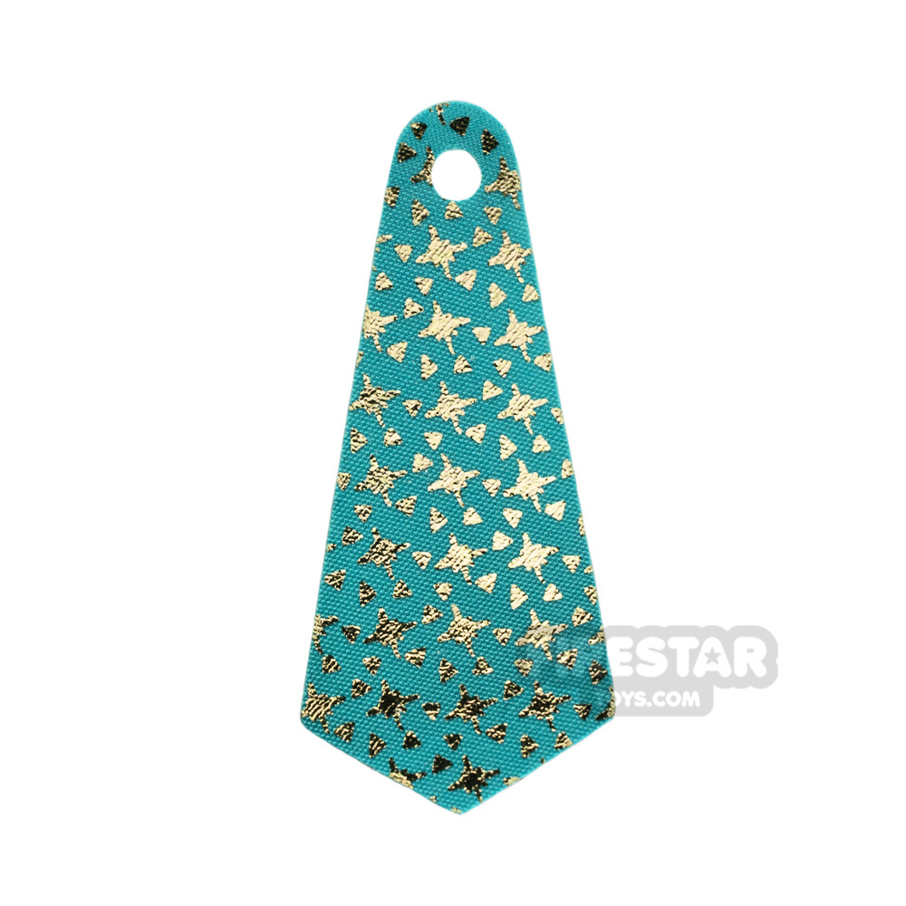 Lego Cape Long and Narrow with Gold Stars DARK TURQUOISE