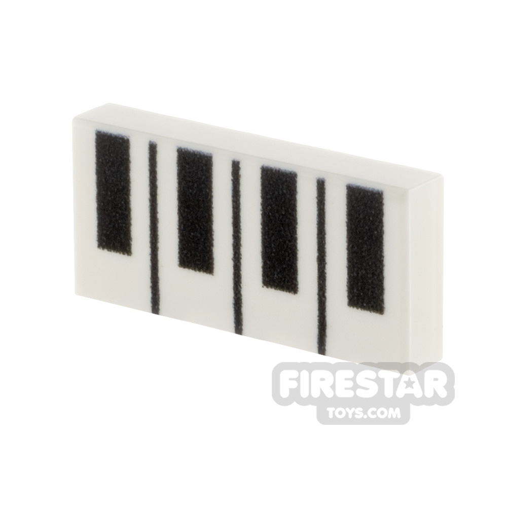 Custom Printed Tile 1x2 - Piano Keys WHITE