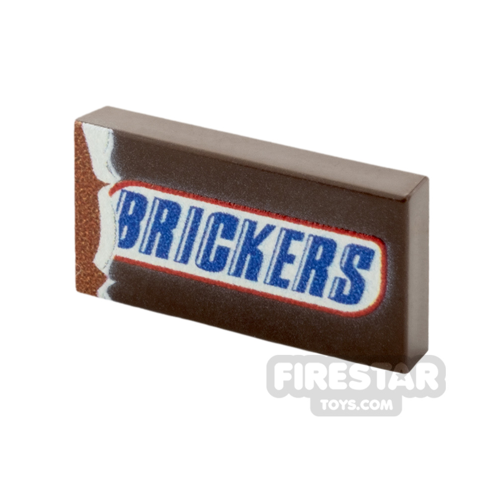 Printed Tile 1x2 - Brickers chocolate