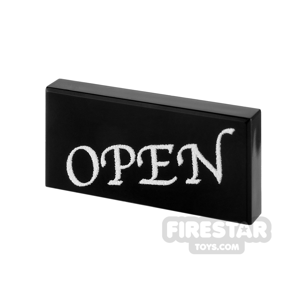 Printed Tile 1x2 - Open Shop Sign