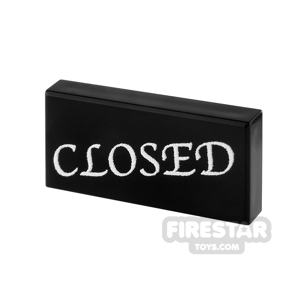 Printed Tile 1x2 - Closed Shop Sign