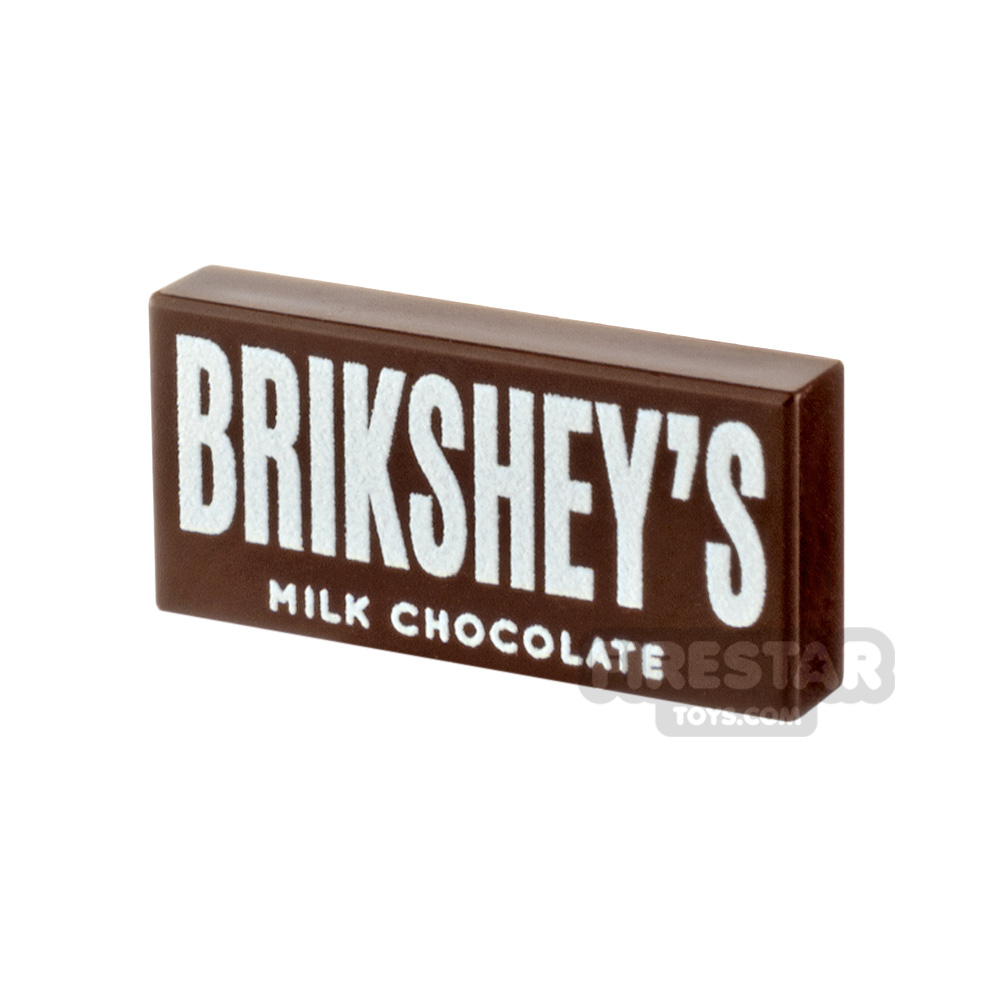 Custom Printed Tile 1x2 - Briksheys Chocolate Bar DARK BROWN