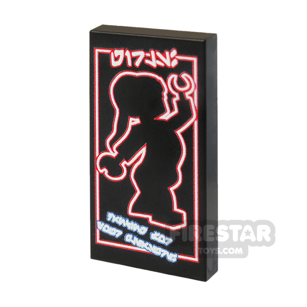 Custom Printed Tile 2x4 - SW Twi'lek Dancer Neon Sign BLACK