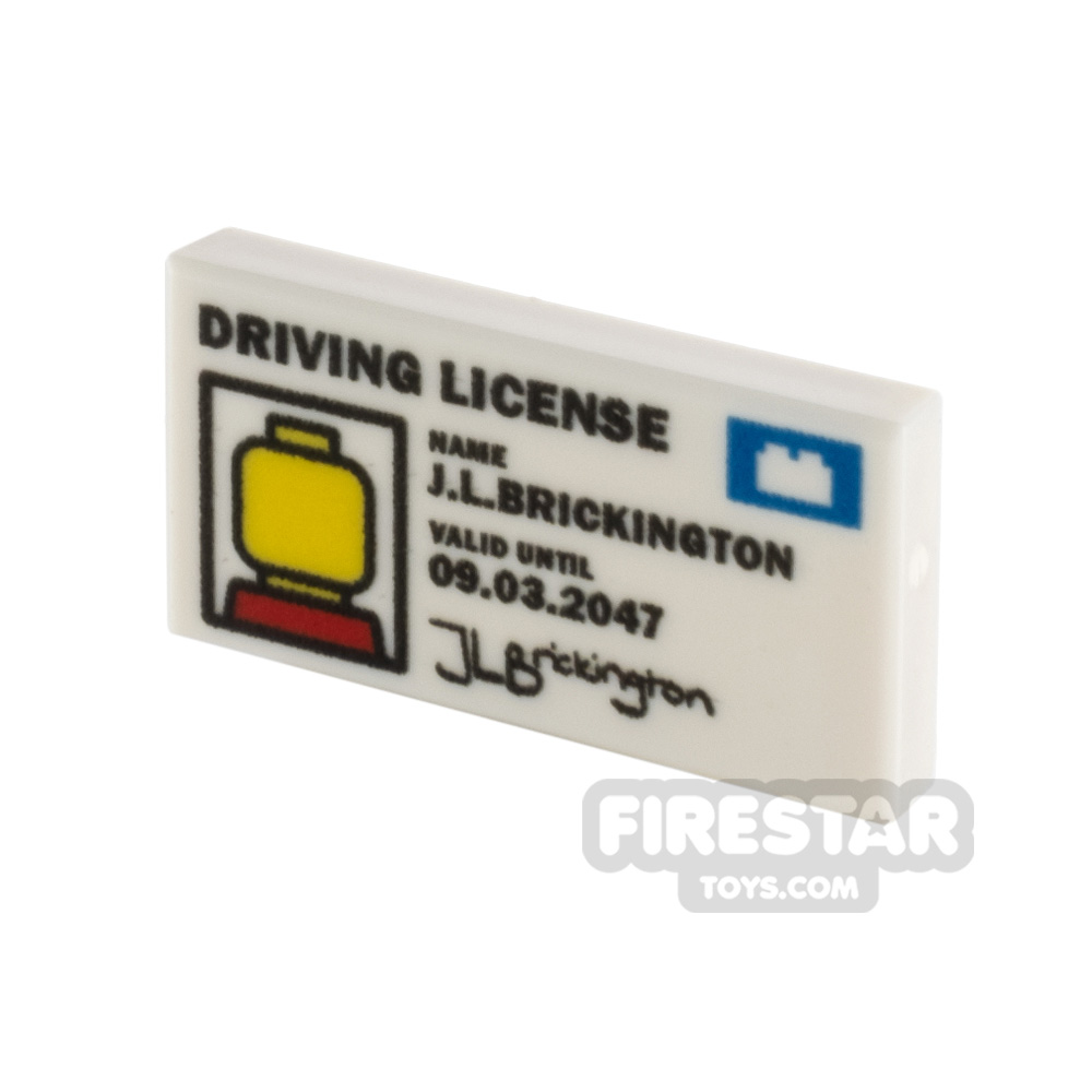 Custom Printed Tile 1x2 Driving Licence YELLOW