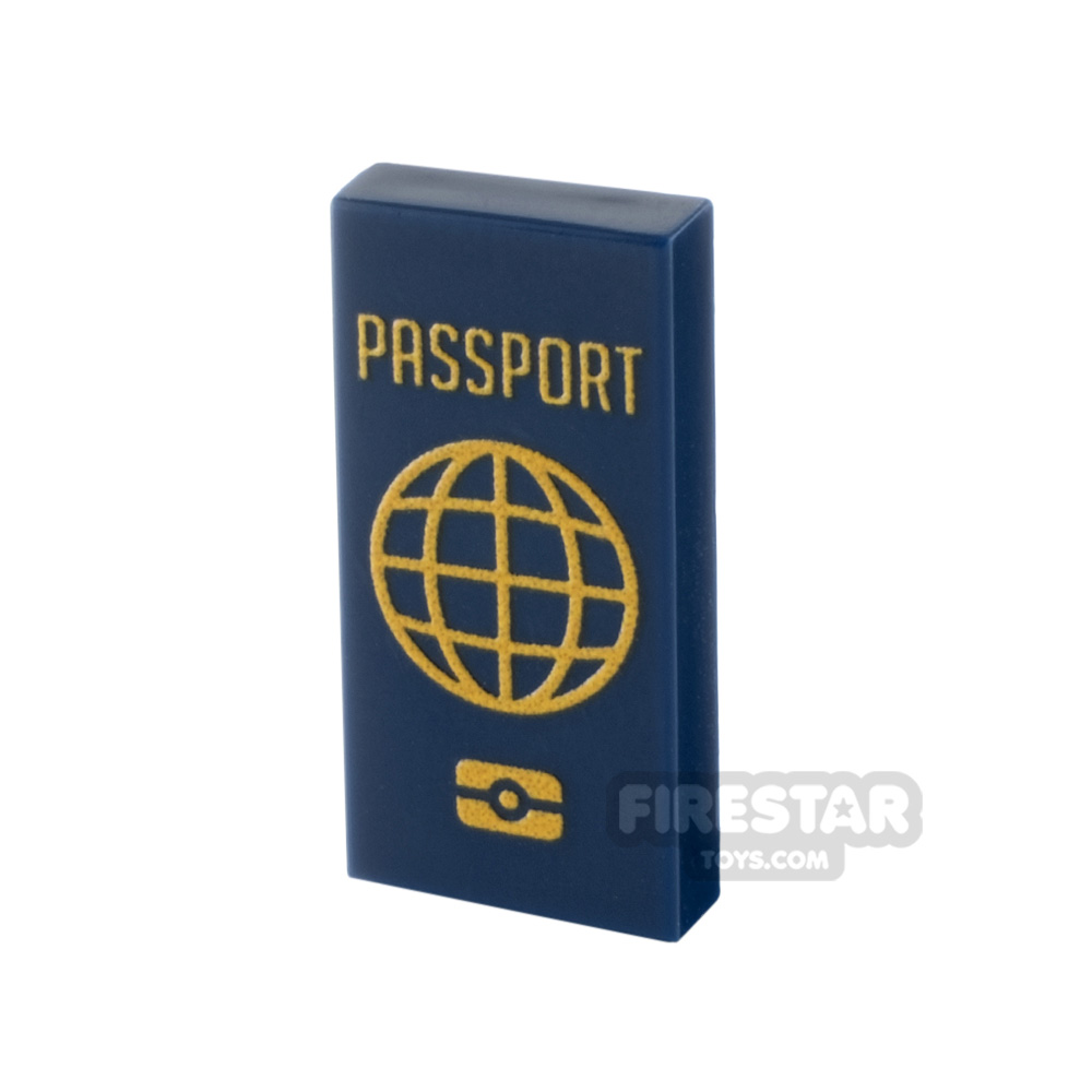 Custom Printed Tile 1x2 Passport DARK BLUE