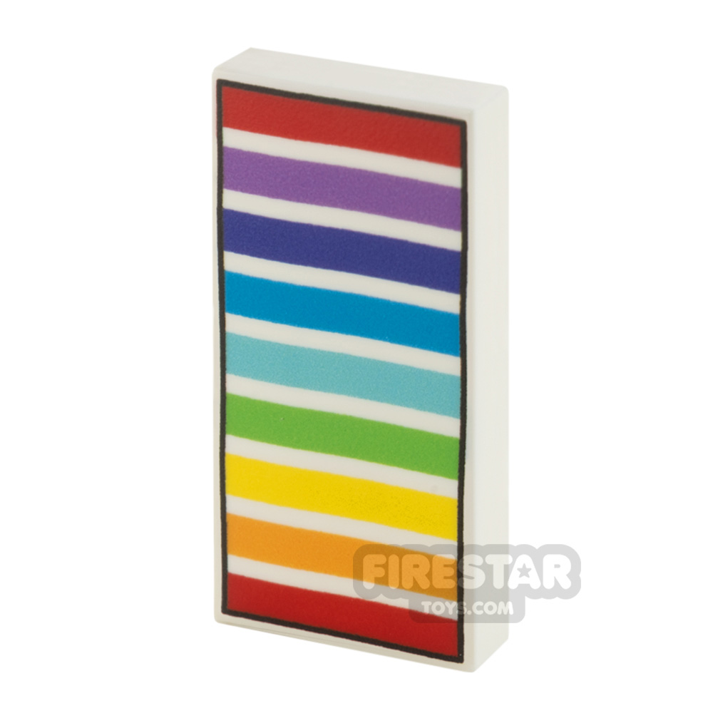 Custom Printed Tile 2x4 Beach Towel Rainbow Stripes WHITE