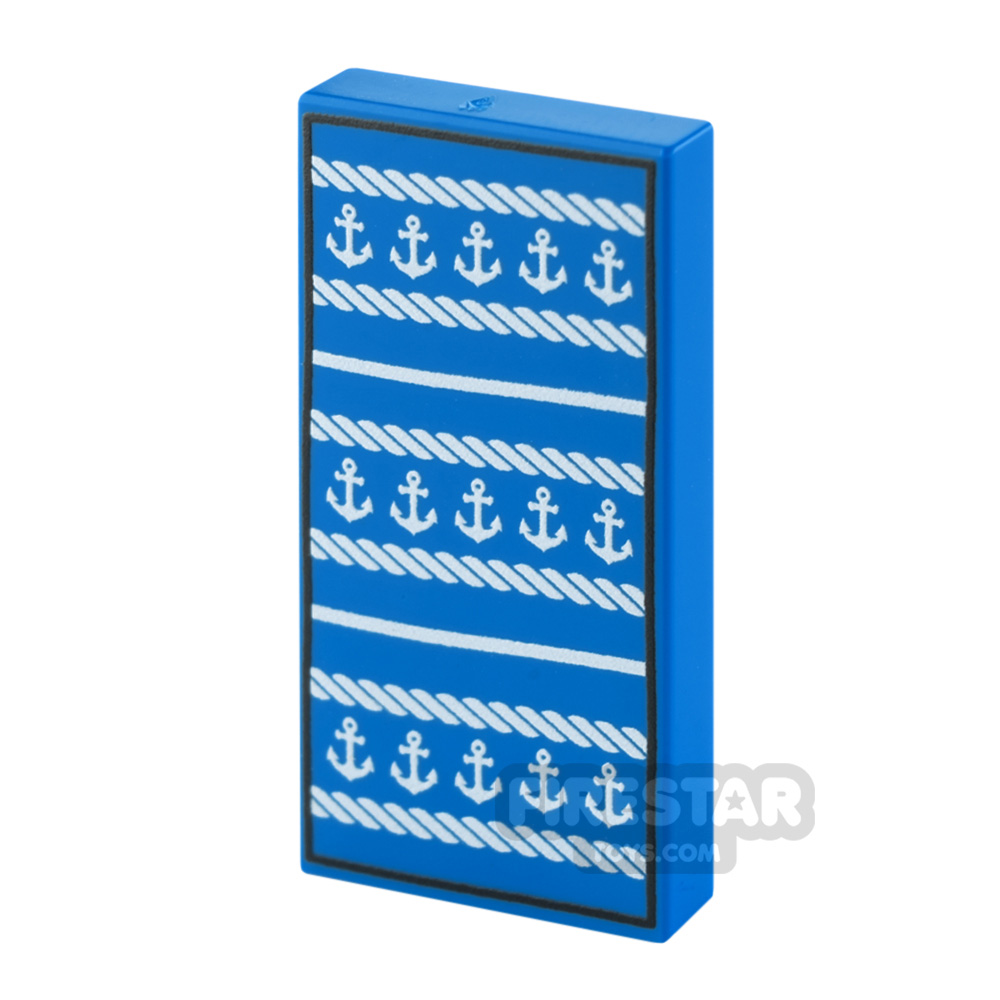 Custom Printed Tile 2x4 Beach Towel Anchors and Ropes BLUE