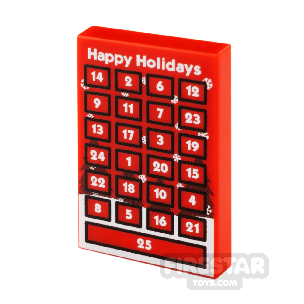 Custom Printed Tile 2x3 Happy Holidays Advent Calendar RED