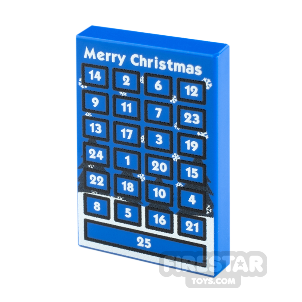 Custom Printed Tile 2x3 Merry Christmas Advent Calendar BLUE