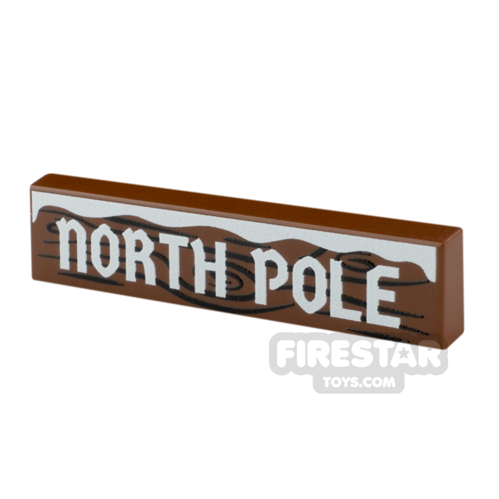 Custom Printed Tile 1x4 North Pole Sign REDDISH BROWN