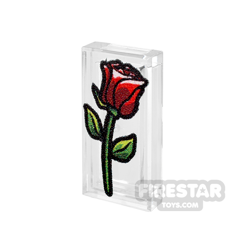 Custom Printed Tile 1x2 - Red Rose 
