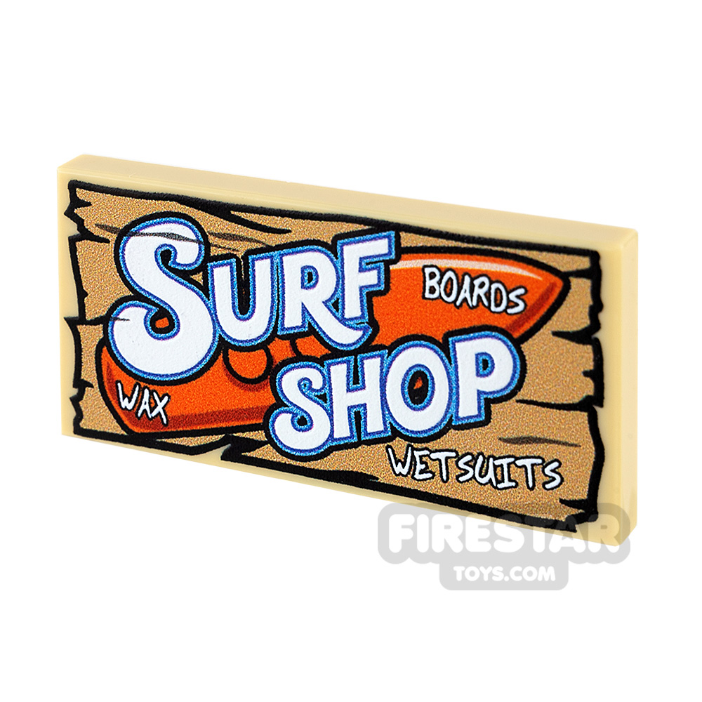 Custom Printed Tile 2x4 - Surf Shop Sign TAN