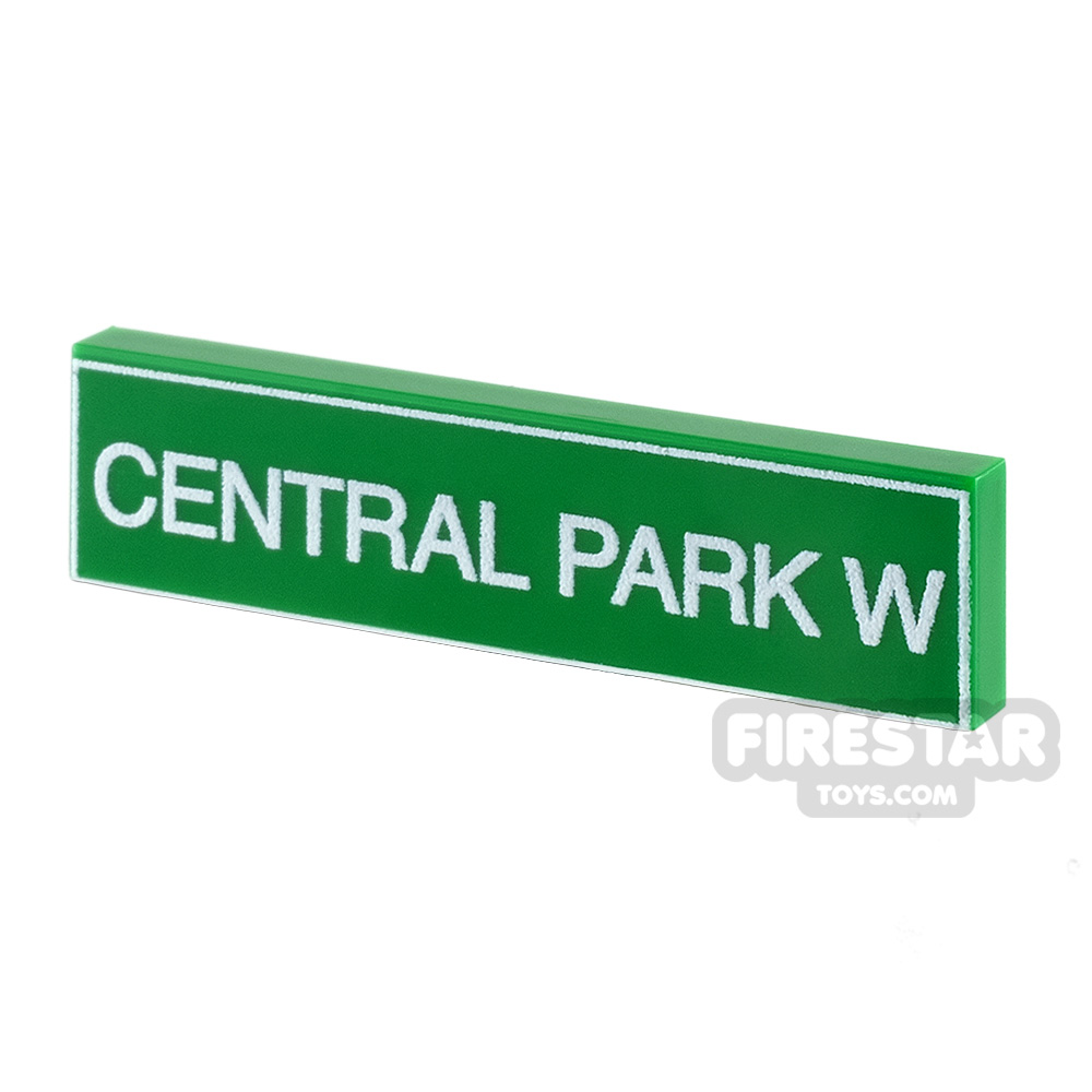 Custom Printed  Tile 1x4 - Central Park W Sign GREEN