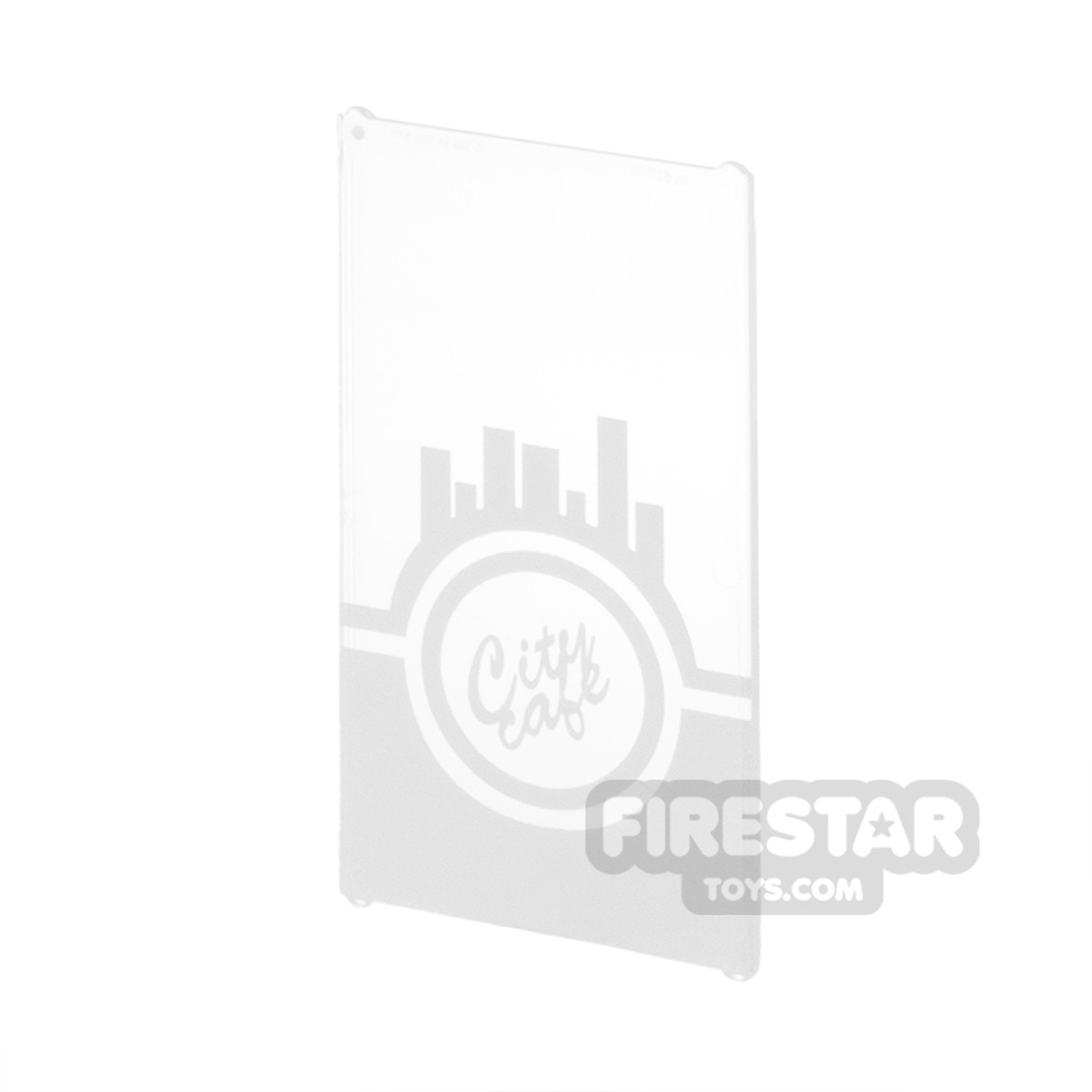 Custom printed Window Glass 1x4x6 - City Cafe TRANS CLEAR