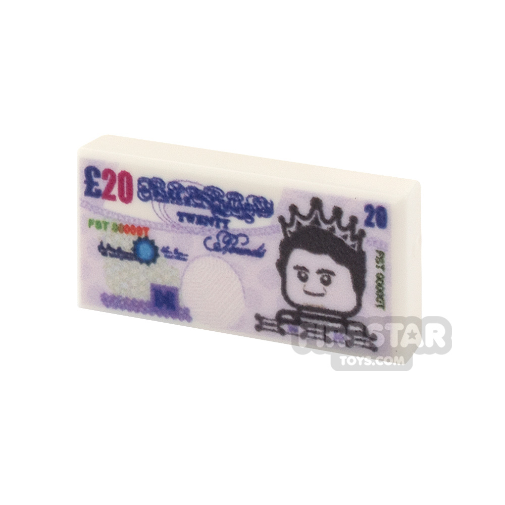 Custom Printed Tile 1x2 - British Money - 20 Pound Note WHITE