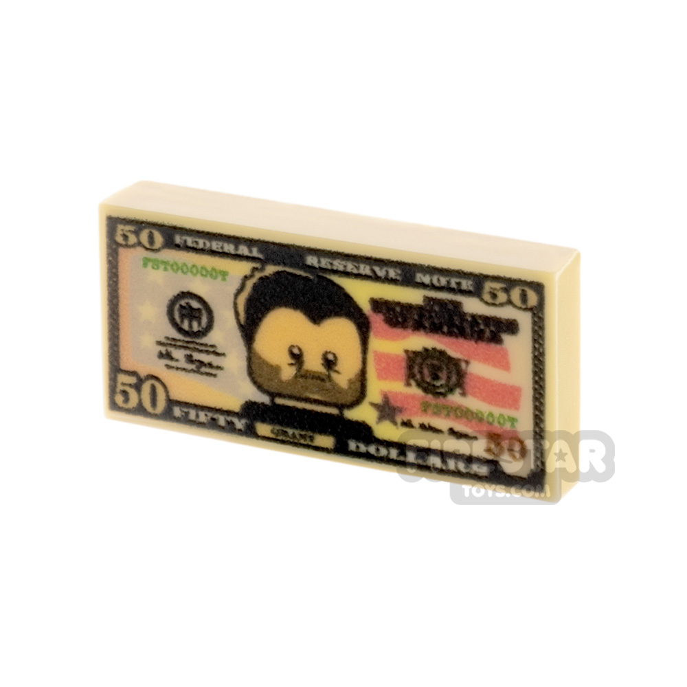 Custom Printed Tile 1x2 - US Money - 50 Dollar Note