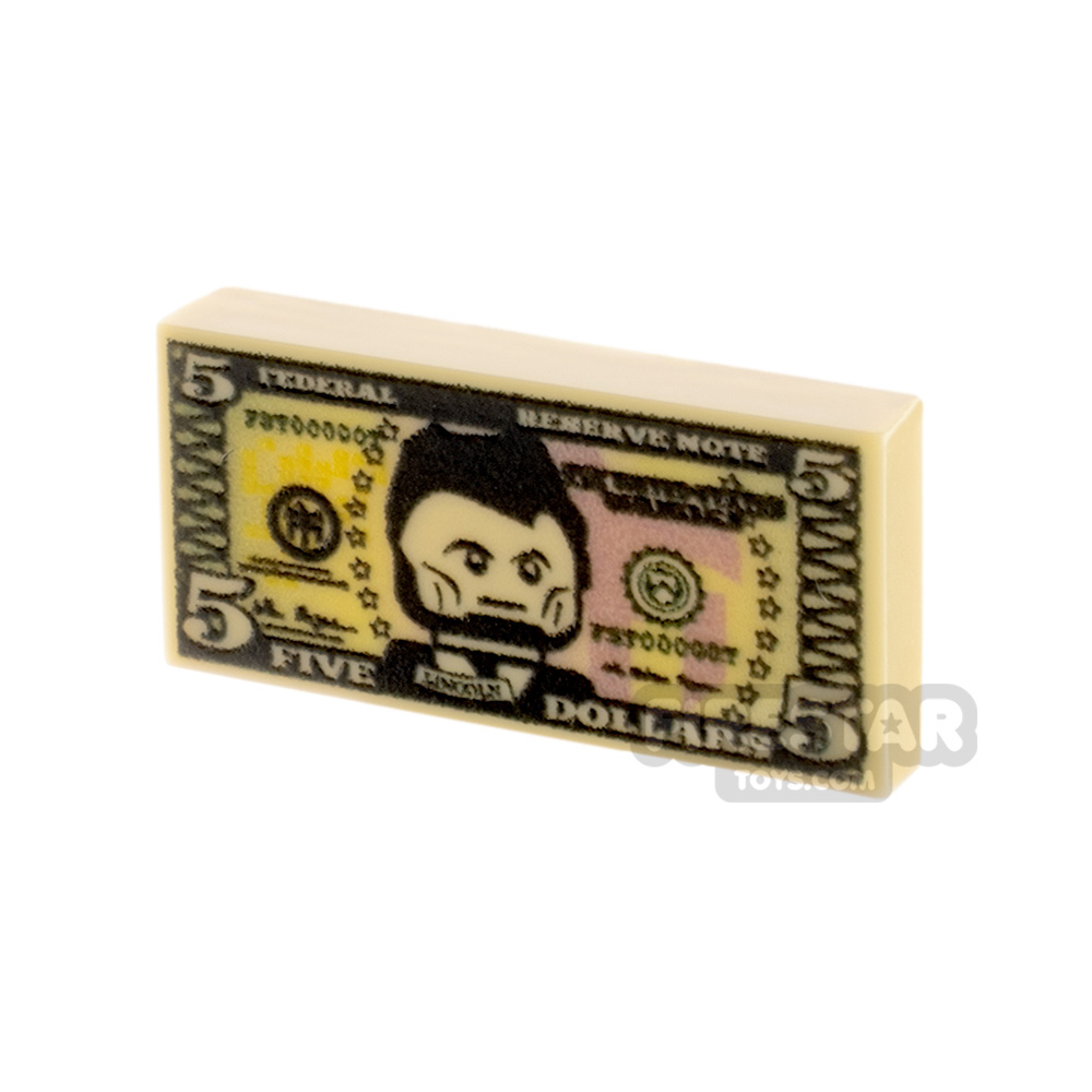 Custom Printed Tile 1x2 - US Money - 5 Dollar Note