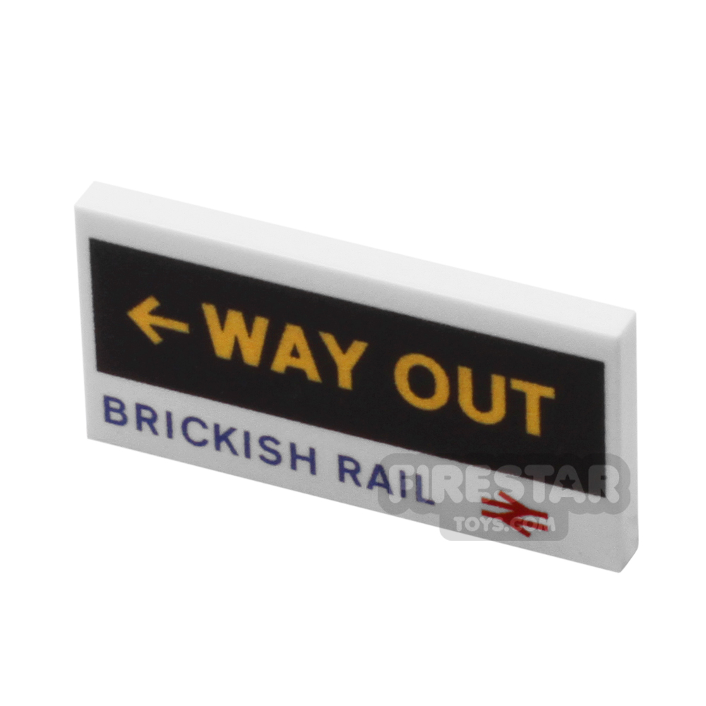 Custom Printed  Tile 2x4 - Brickish Rail / Underground Way Out Sign