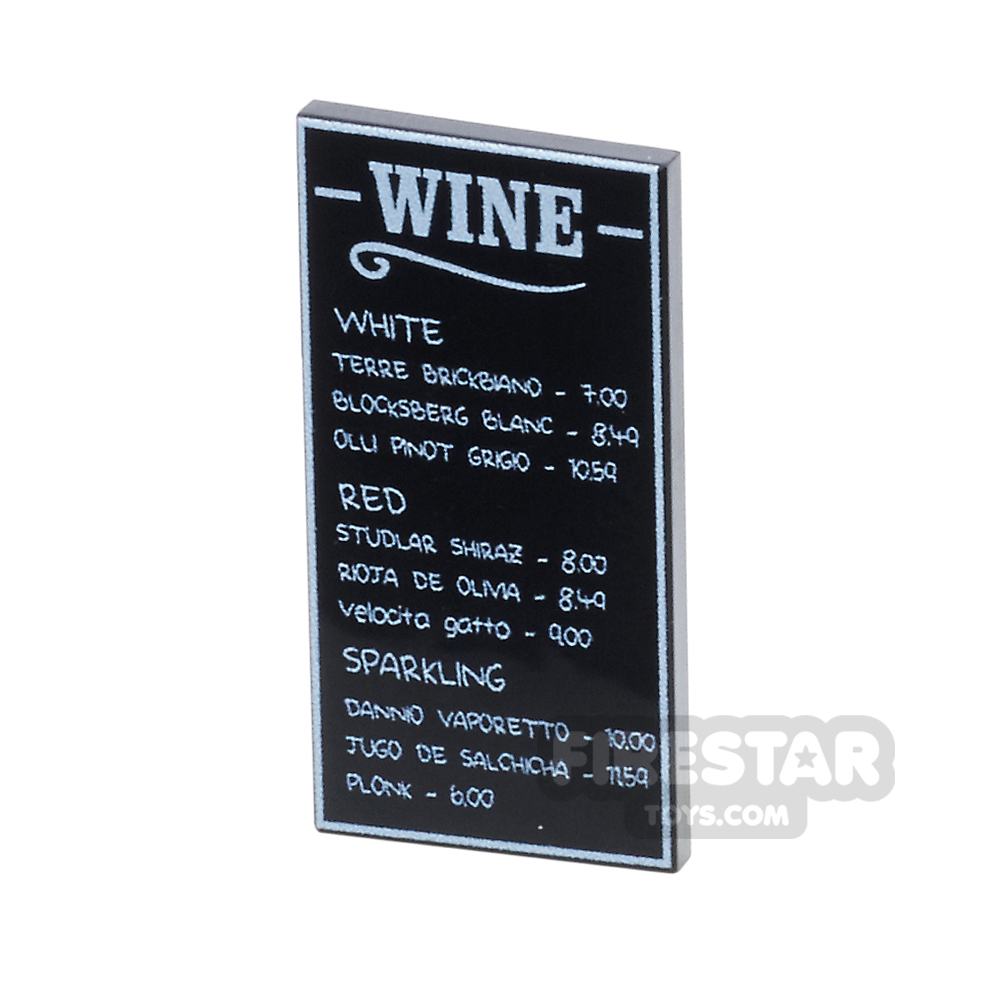 Custom Printed Tile 2x4 - Wine List