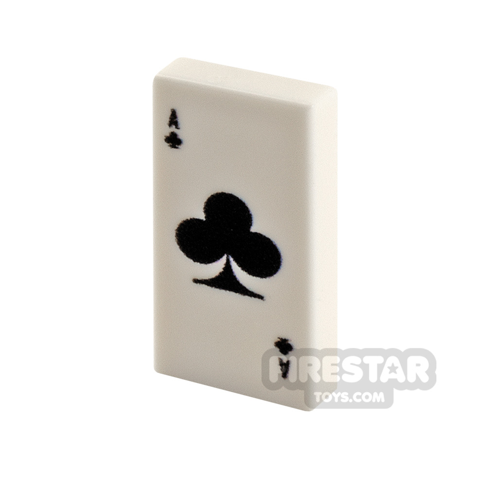 Printed Tile 1x2 Ace of Clubs