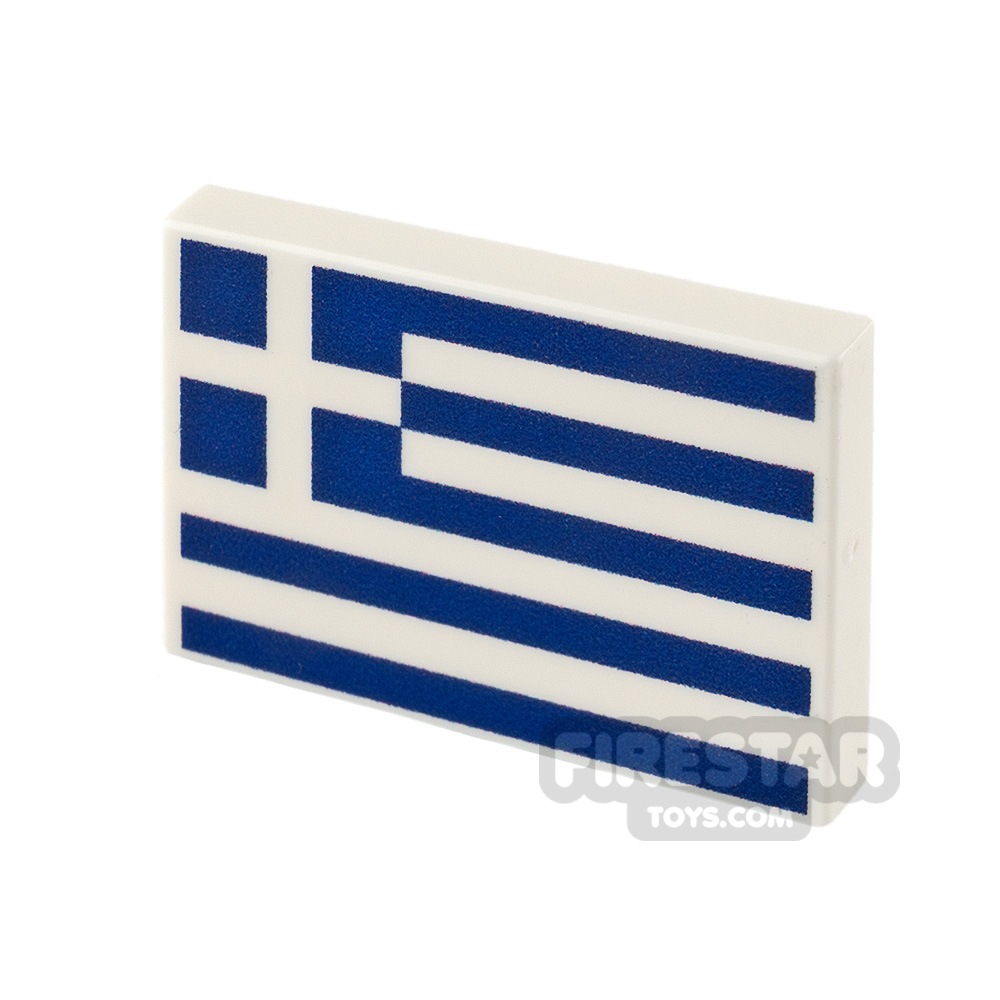 Custom Printed Tile 2x3 Greek Flag WHITE
