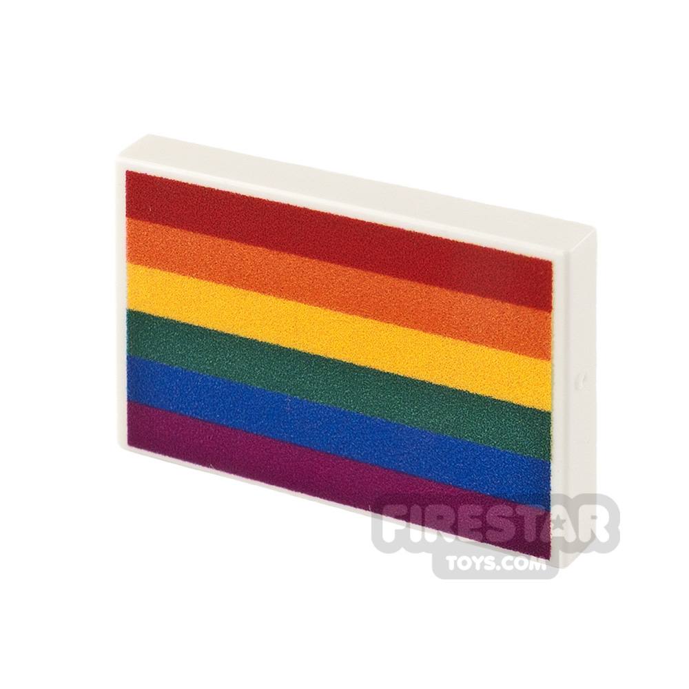 Custom Printed Tile 2x3 Gay Flag WHITE